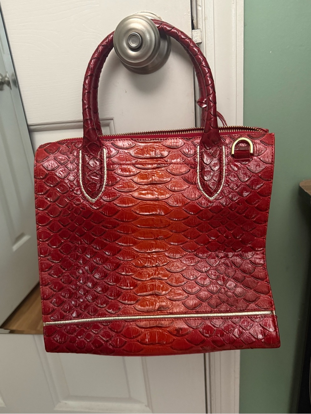 Brahmin Caroline Heat Brasilia Satchel with Gold Trim
